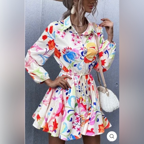 COPY - TAHIRA Floral Belted Shirt Dress NWT - Picture 2 of 8